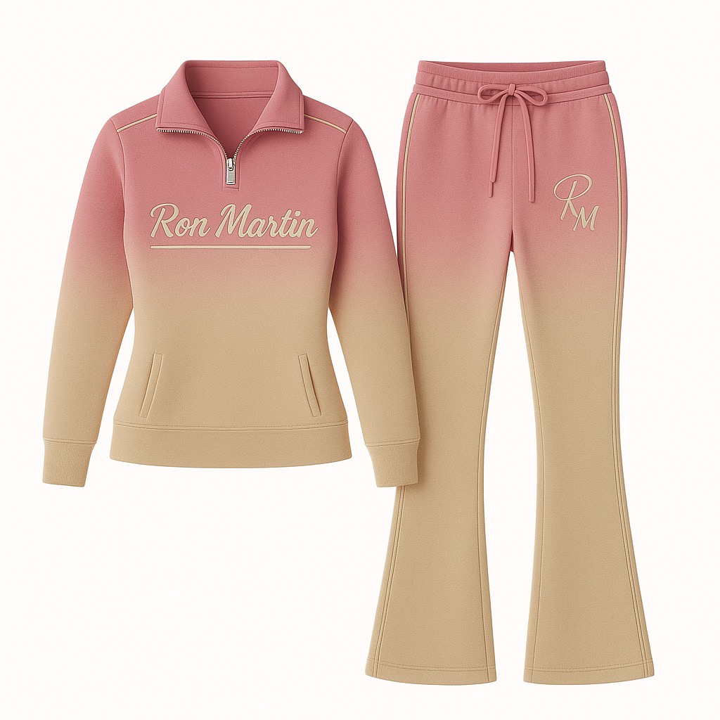 Ron Martin Women’s Gradient Fleece Set – Blush & Beige