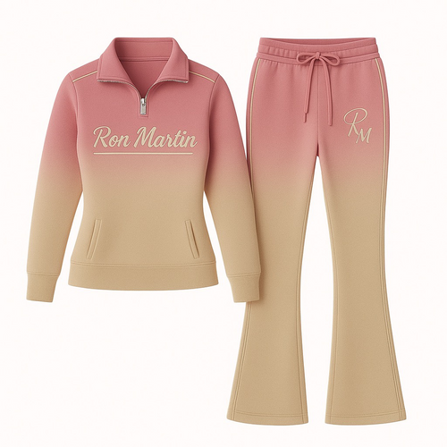 Ron Martin Women’s Gradient Fleece Set – Blush & Beige